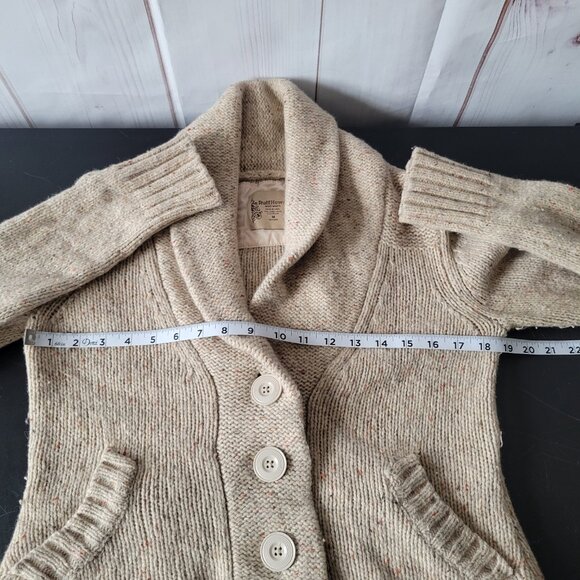 RuffHewn Lambs Wool Button Up Cardigan Sweater, Women’s M, Tan, Long Sleeve EUC - Picture 10 of 11